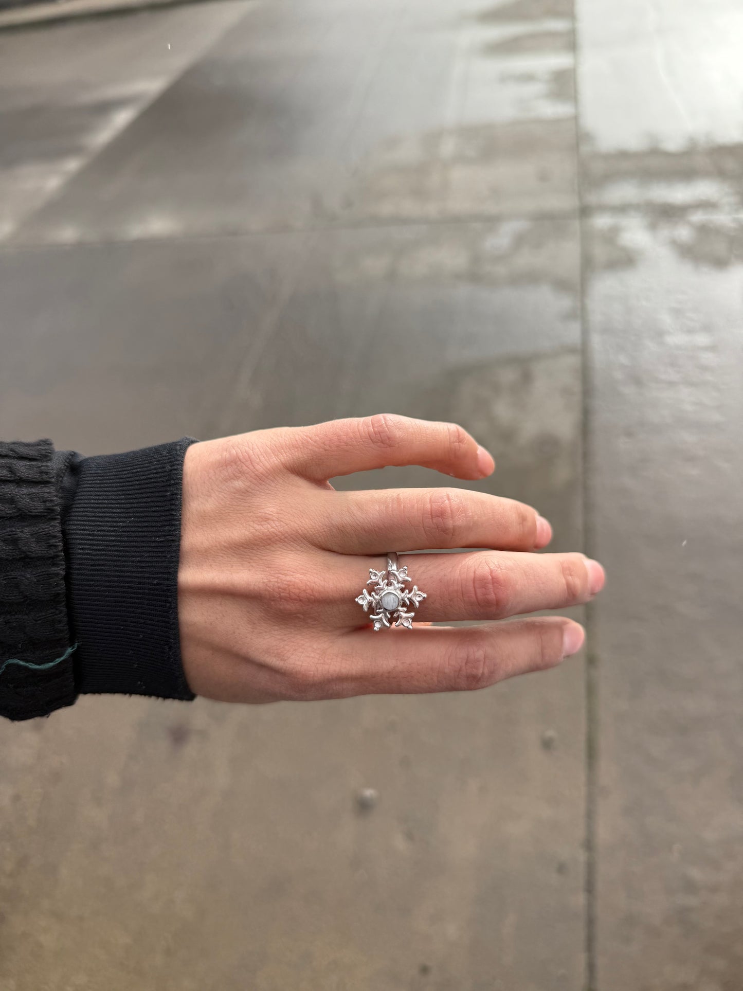 Anillo copo piedra luna