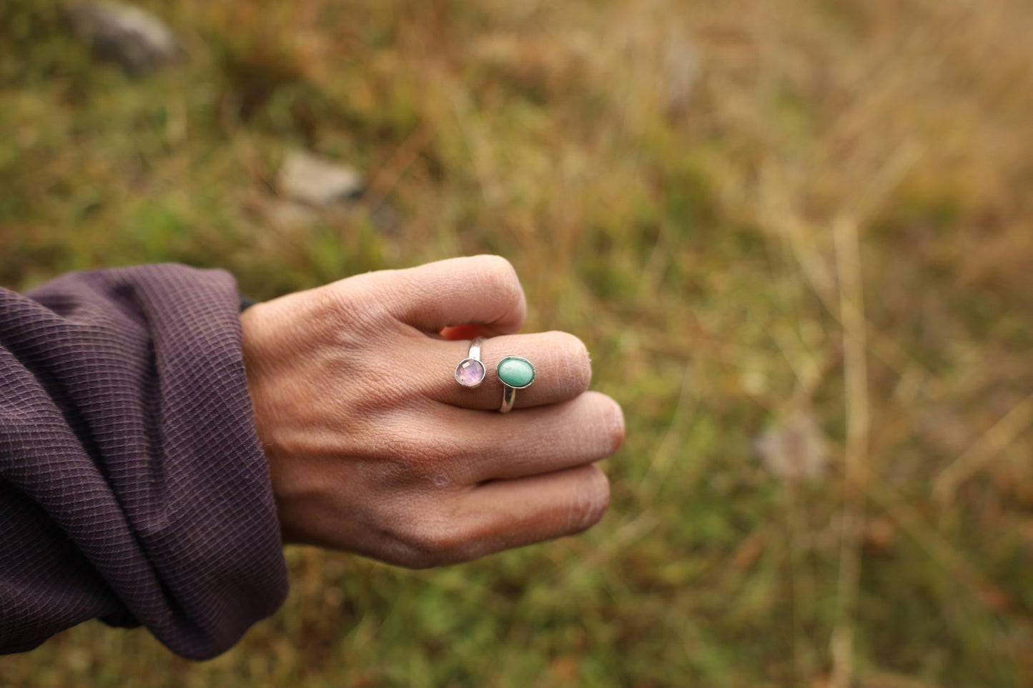 Anillo “dual” amatista&larimar