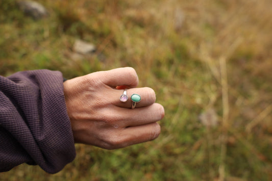 Anillo “dual” amatista&larimar
