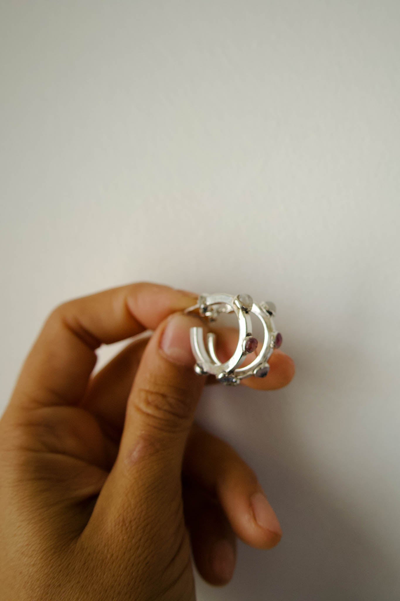 Argollas gruesas 4 piedras