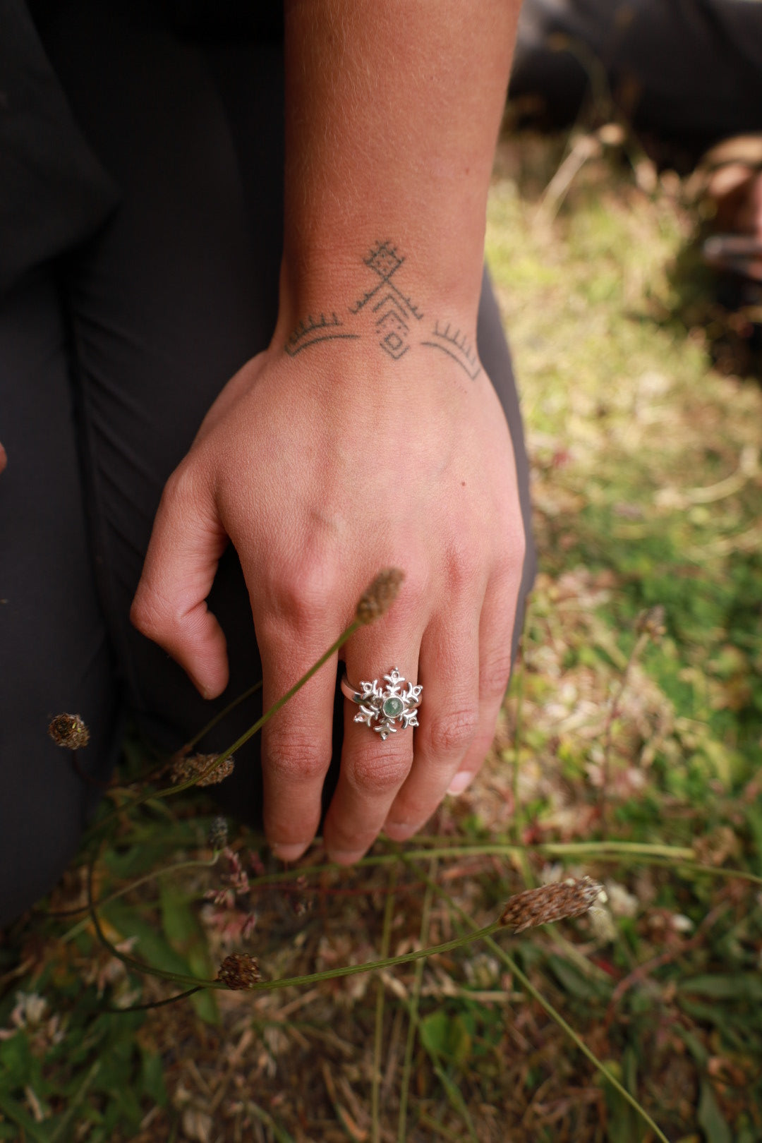 Anillo copo turmalina verde