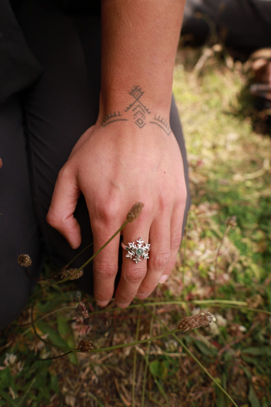 Anillo copo turmalina verde