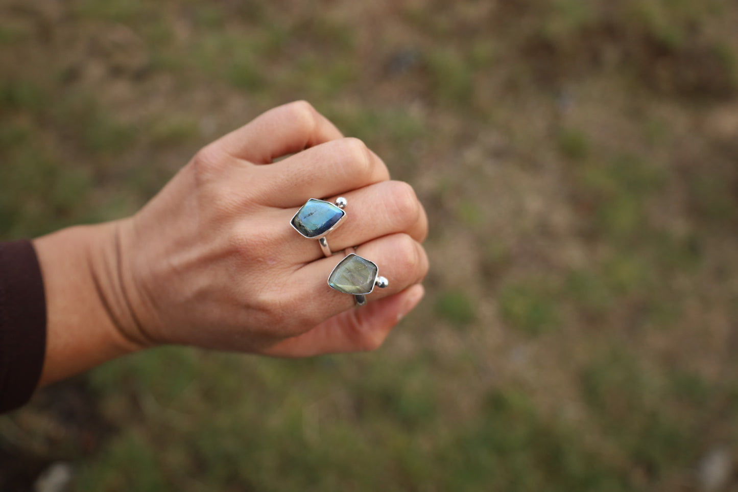 Anillo primas labradorita verde