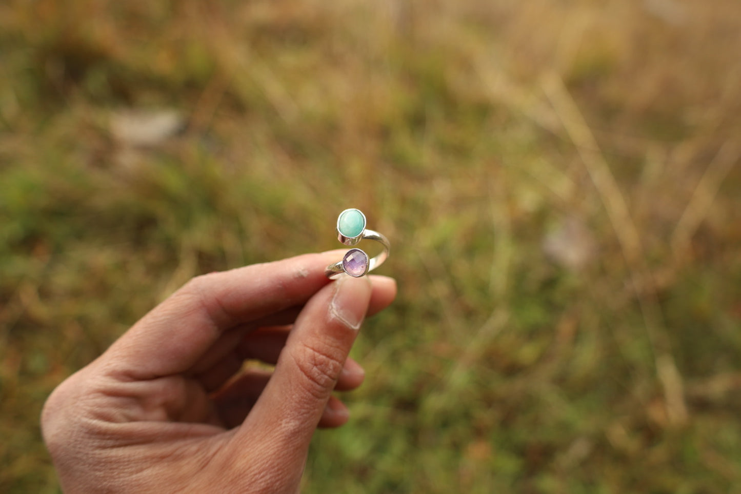 Anillo “dual” amatista&larimar
