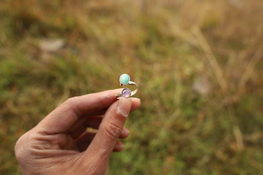 Anillo “dual” amatista&larimar