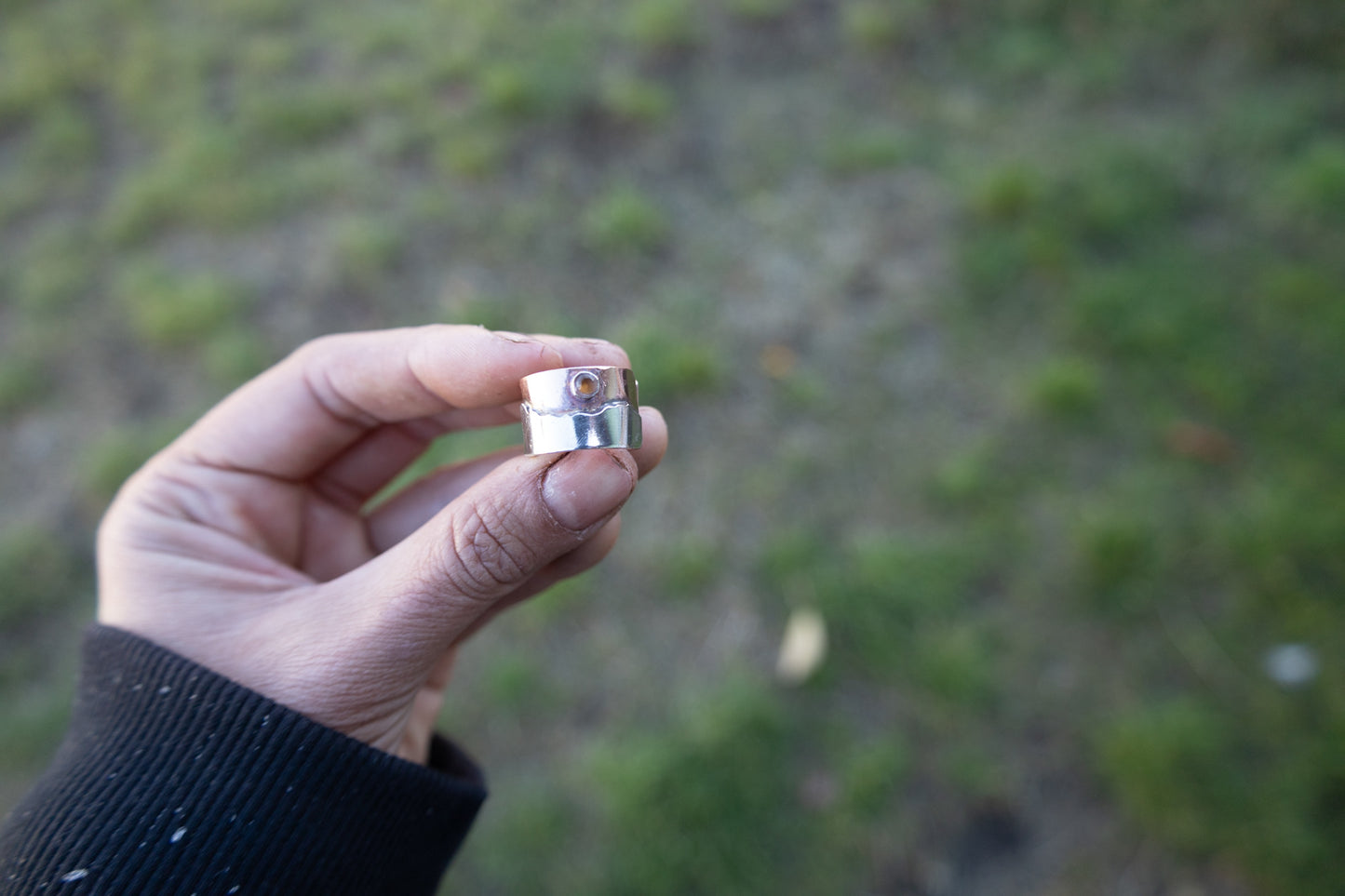 Anillo montañoso cobre y plata citrino