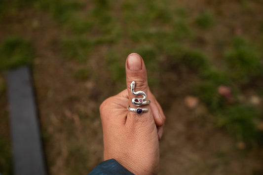 Anillo serpiente kundalini 2 piedras
