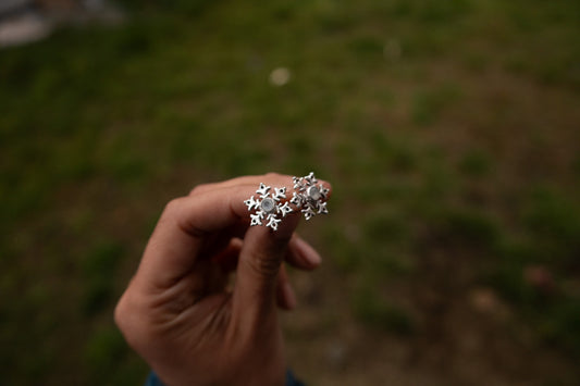 Aros copos de nieve con topacio