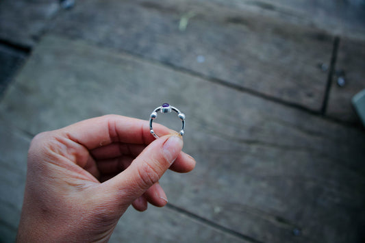 Anillo bolitas amatista